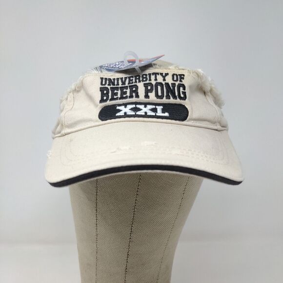 University of Beer Pong Men's Sun Visor Hat Cap Tan W/Tags Embroidered Logo - Picture 2 of 16